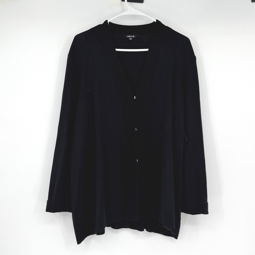 Misook Black V-Neck Button Front Knit‎ Cardigan Sweater Womens Plus Size 3X